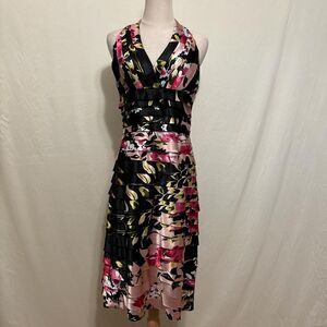 floral silk halter dress